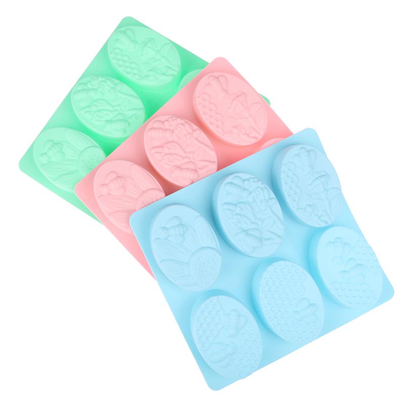 1 Pc 6pcs Oval Bee Shaped Ice Cream Jelly Pudding Soap Cake Mould Home Kitchen Cake Dessert Baking Tools