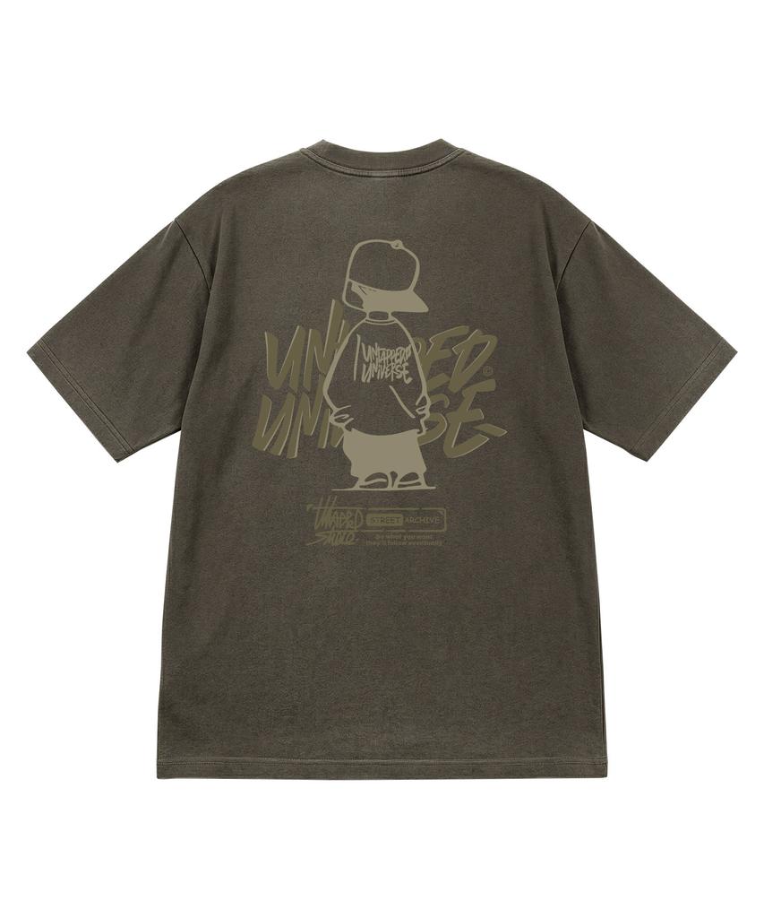 UNTAPPED STUDIO Urban Kid Graphic Pure Cotton Pigment Oversized Short Sleeve T-Shirt 5 Colors