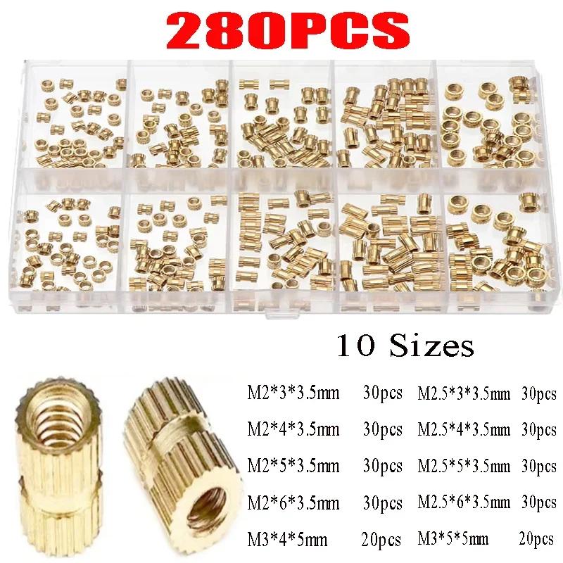 M2-M10 Knurled Brass Inserts Kit - Hot Melt Threaded Nuts for 3D Printing & DIY Embedment