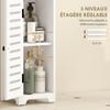 Bathroom Floor Cabinet, Bathroom Storage Unit with Louvered Door, Open Shelf, Adjustable Shelf, White, 22 x 20 x 75 cm