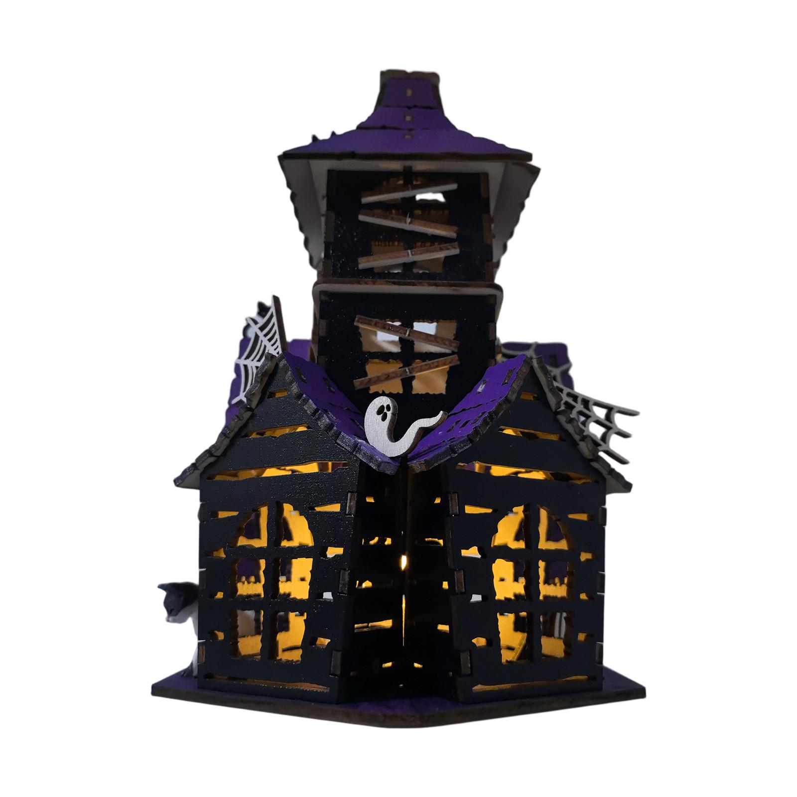 

Креативные 3D DIY украшения на Хэллоуин в виде дома с привидениями, деревянные украшения для вечеринки One Size