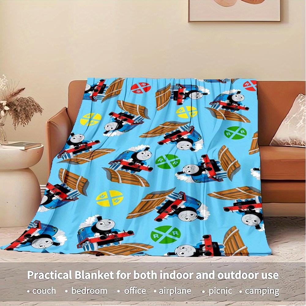 1pc train,engine,thomasTheme Digital Printed Flannel Blanket, Super Soft Plush Fleece Bed Cover, Multi-Function Four Seasons Hypoallergenic