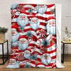 Santa and Candy Cane Christmas Pattern Patterned Flannel Blanket Perfect for the Bedroom Living Room, Sofa, or a Little Nap