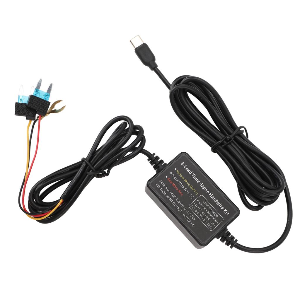 Typ C Dashcam Festverkabelungssatz 12V‑30V auf 5V Dashcam Stromkabel für GPS-Stromversorgung, Radarwarner und mehr