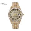 Rhinestone Men Watch Ladies Quartz Round Dial Alloy Decor Roman Umber Calendar Movement No Delay Time-checking High Accuracy Wristwatch Business