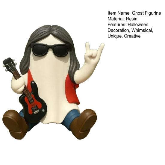 Halloween Character Ghost Figurine Cute Rugby Tennis Baseball Ghost Sculpture Resin Ghost Statue Tabletop Ornament for Home Party Indoor Outdoor Decor