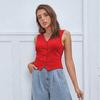 Damen Ärmellose Anzugweste Slim Fit Einreiher Businessweste V-Ausschnitt Elegante Weste Offen vorne Arbeitsblazer mit Taschen