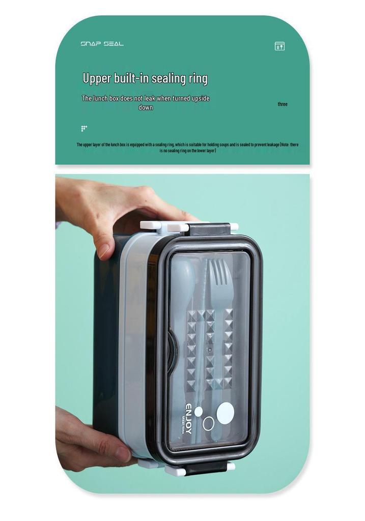 Lunch Box a Doppio Strato Adatta al Microonde: Plastica per Alimenti, Mantiene Fresco, Contenitore Bento Sigillato, Ideale per Lavoratori d'Ufficio.