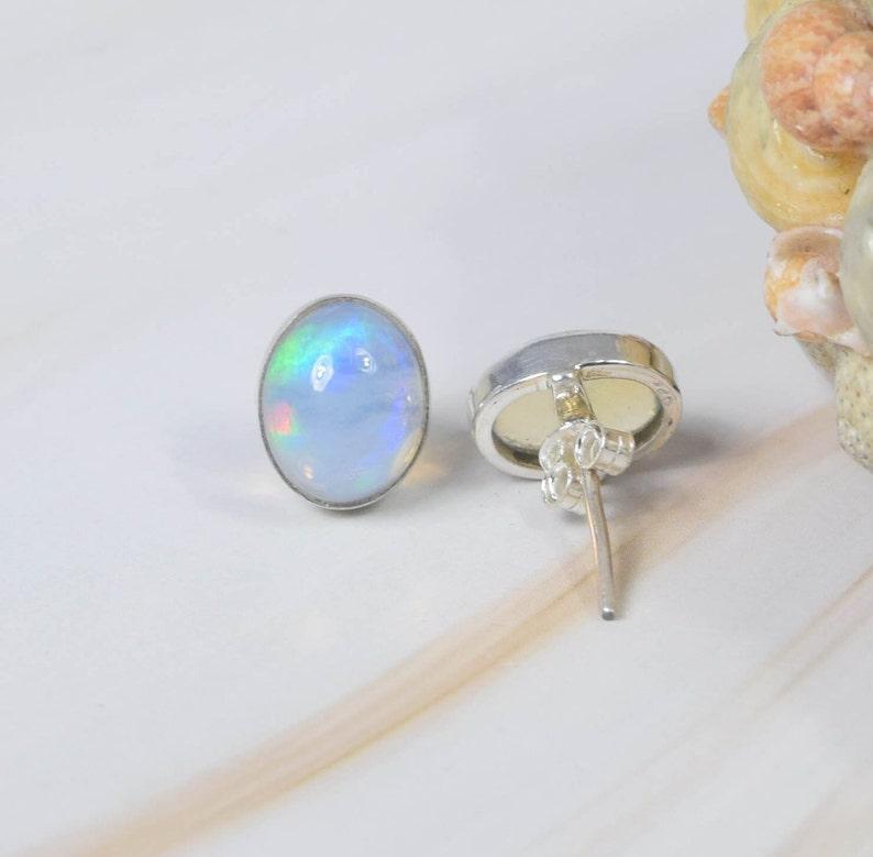 925 Sterling Silver Stud Earring, Ethiopian Opal Earring, Handmade Earring, Anniversary Gift, Stud Earring, Silver Jewelry