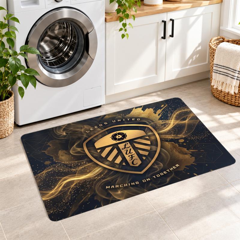Flannel Kitchen Mat Leeds United Football Soft Area Rug Non Slip Floor Carpet Home Decoration
