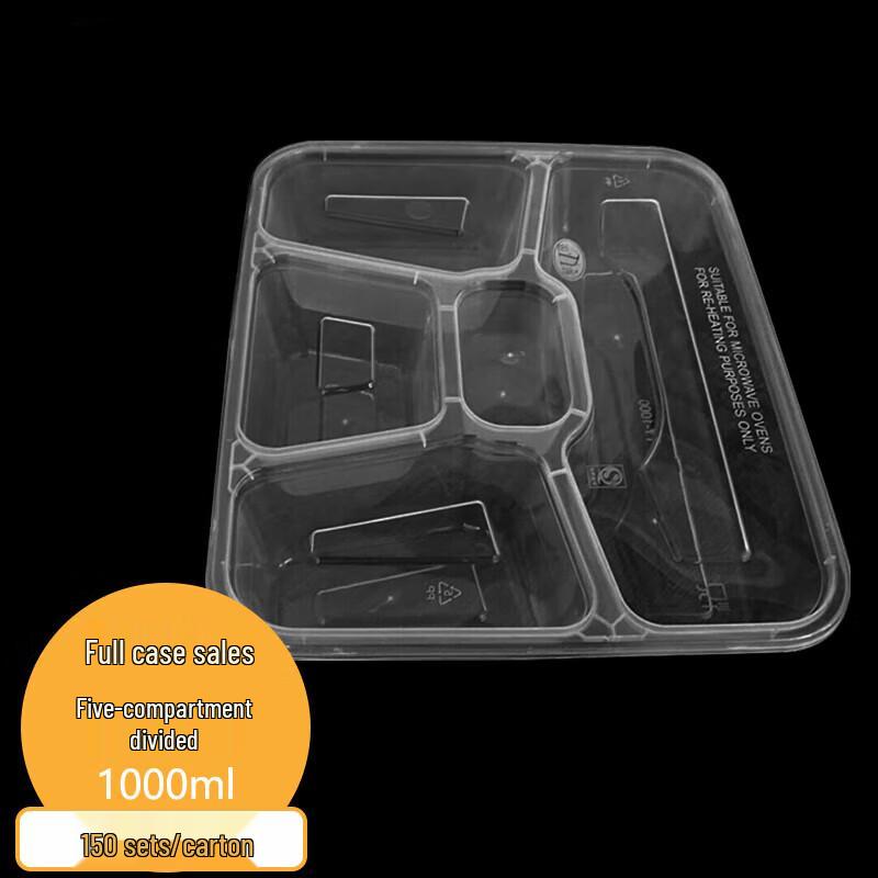Disposable 5-Compartment Meal Prep Containers