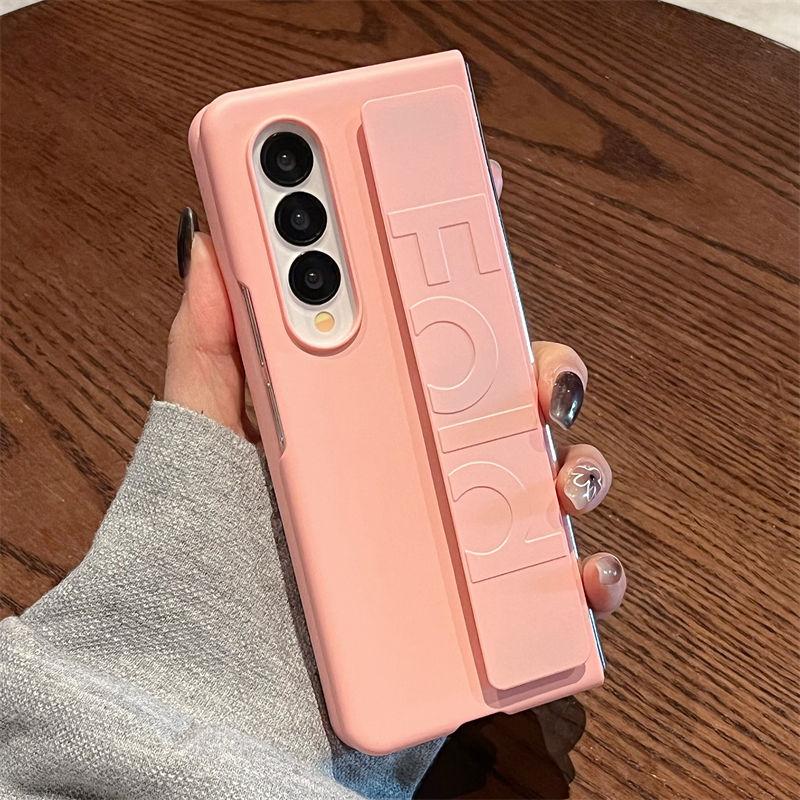 

Soft Silicone Wrist Strap Holder Phone Case For Samsung Z Fold 5 zfold4 Fold3 ZFold6 Cases Ultra Thin Matte Hard PC Cover For Samsung Z Fold 3