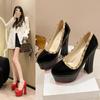 Sexy 15cm Ultra High Heels Damen Frühjahr 2026 Neu Große Flache Öffnung Grober Absatz Mode Einzelne Schuhe