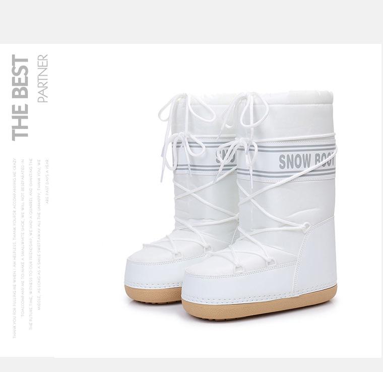 Y025 Trendy 2025 Winter Skiing Space Boots: Stylish Round Toe, Mid-Calf Women's Snow Boots, Thickened Moon Shoes.