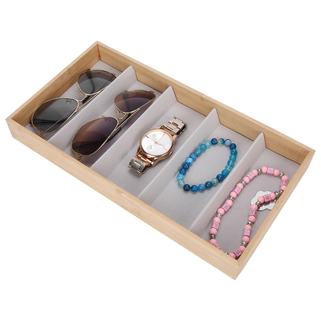 5 Grids Glasses Storage Box Wooden Protection Sunglasses Display Case Jewelry OrganizerGray