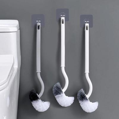 Brosse de toilette coudée de style japonais Sans angles morts Brosse à poils doux Brosse de toilette multifonctionnelle Toilette Ménage Murale Brosse de nettoyage