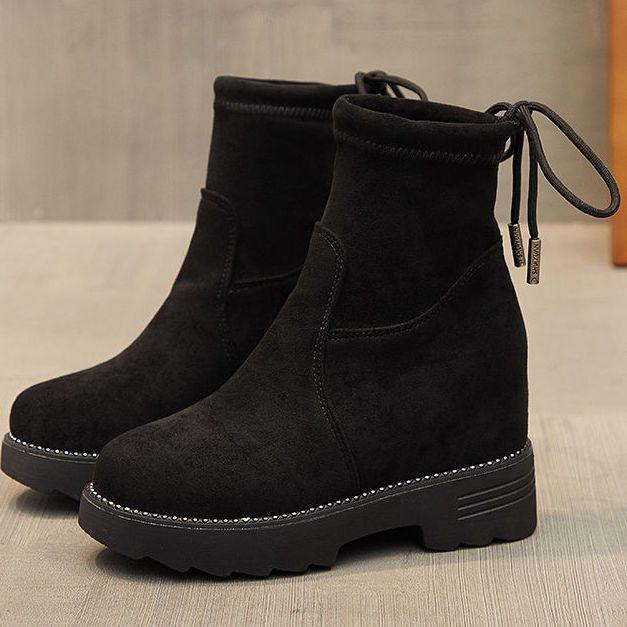 

Thick-soled inner height-increasing short boots female Martin thin boots small spring and autumn new versatile 39