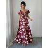 Europe, America 2026 Summer New Temperament Fashionable Ruffle Edge A Word Floral Elegant Dress Women