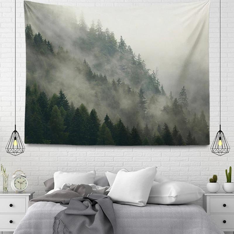 Home Wall Decoration Tapestry Mountain Fog Forest Background Hanging Cloth Office Living Room Tapestry