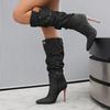 Women's high-heeled boots sexy European and American style pointed-toed thin-heeled large-size cowboy mid-boots