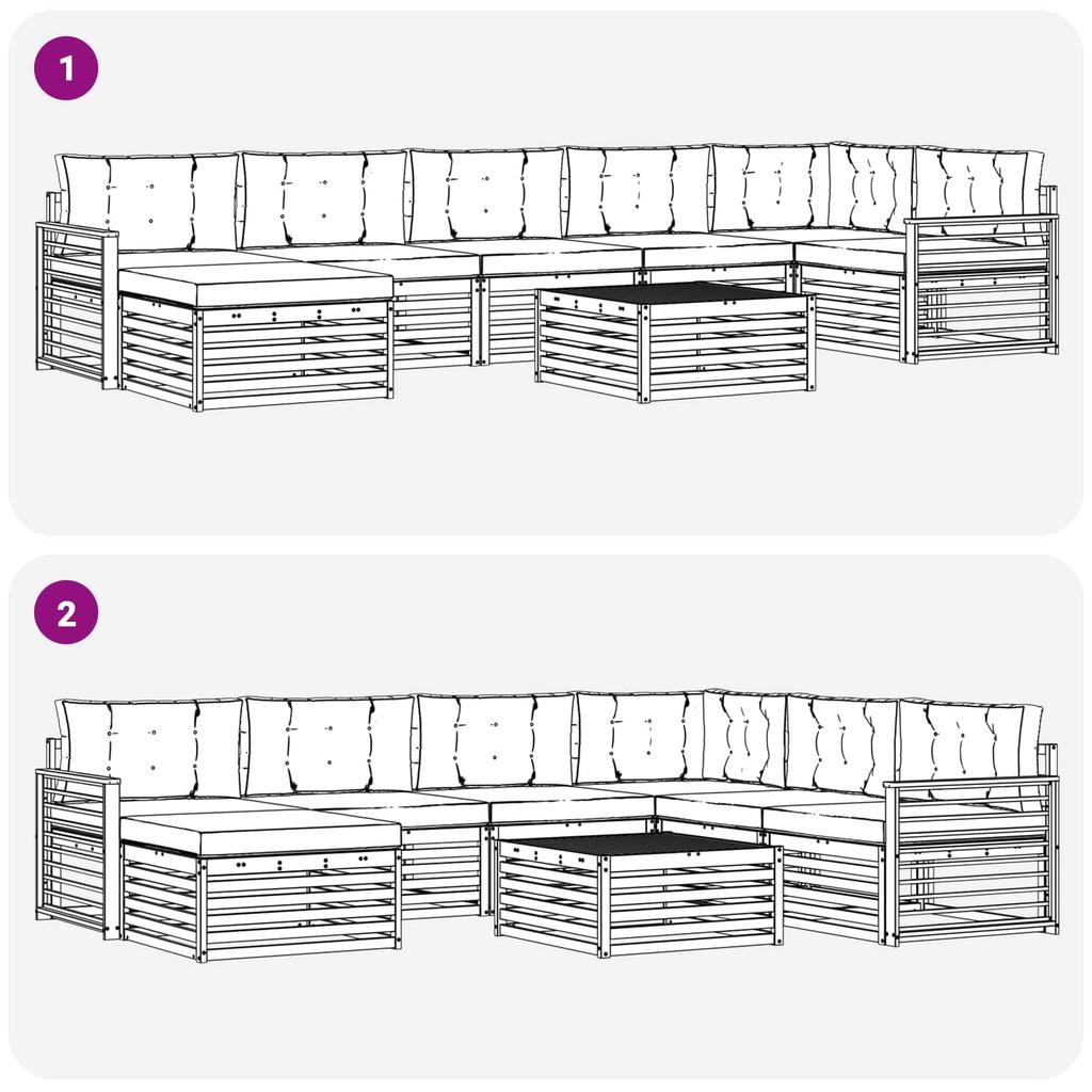 Outdoor Sofa Set with Cushions 8 Pcs Natural and Anthracite