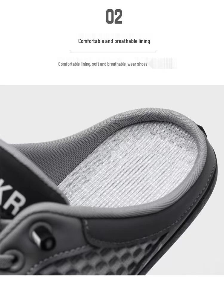 Men's Summer Slip-On Breathable Half-Slippers - Soft Sole Sporty Casual Shoes