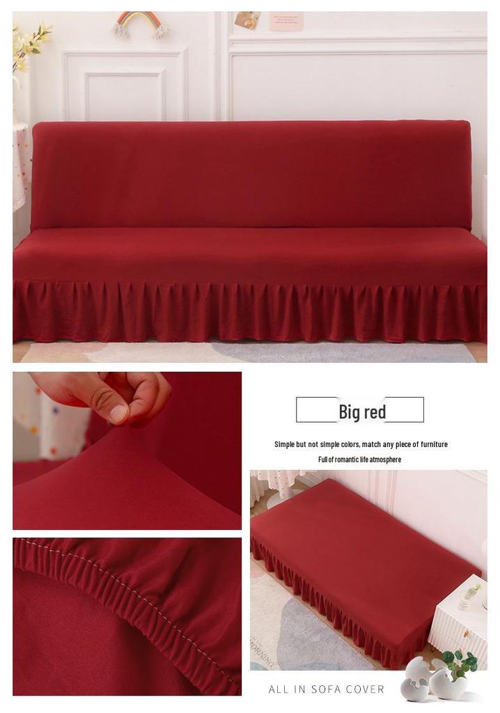 Solid Color Universal Sofa Bed Cover with Skirt - Modern, Simple, Armless Design