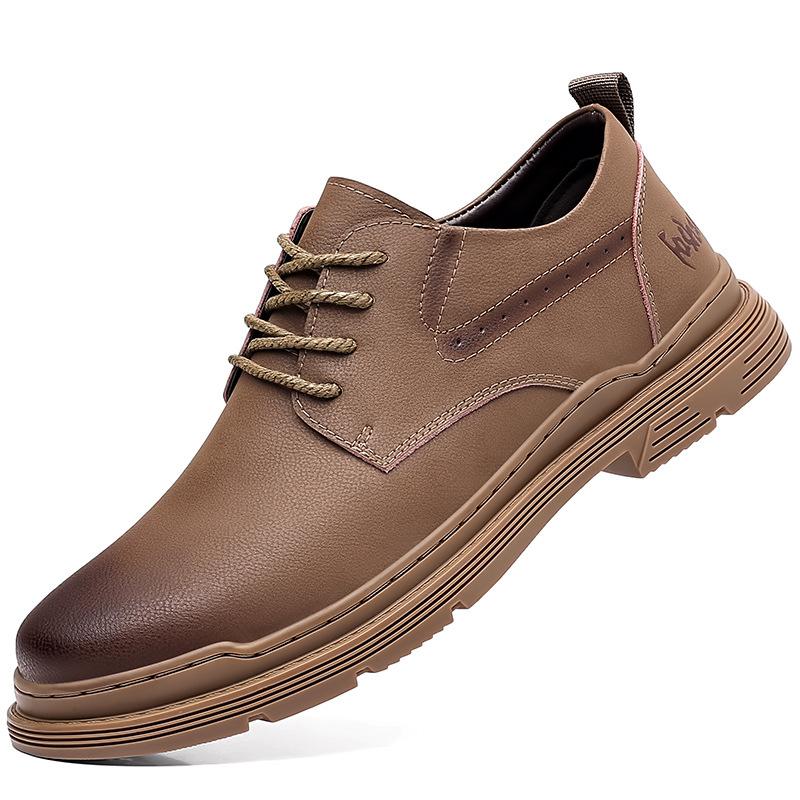 Осень-зима новая мужская низкая короткая обувь business casual кожаная обувь Size 38 хаки