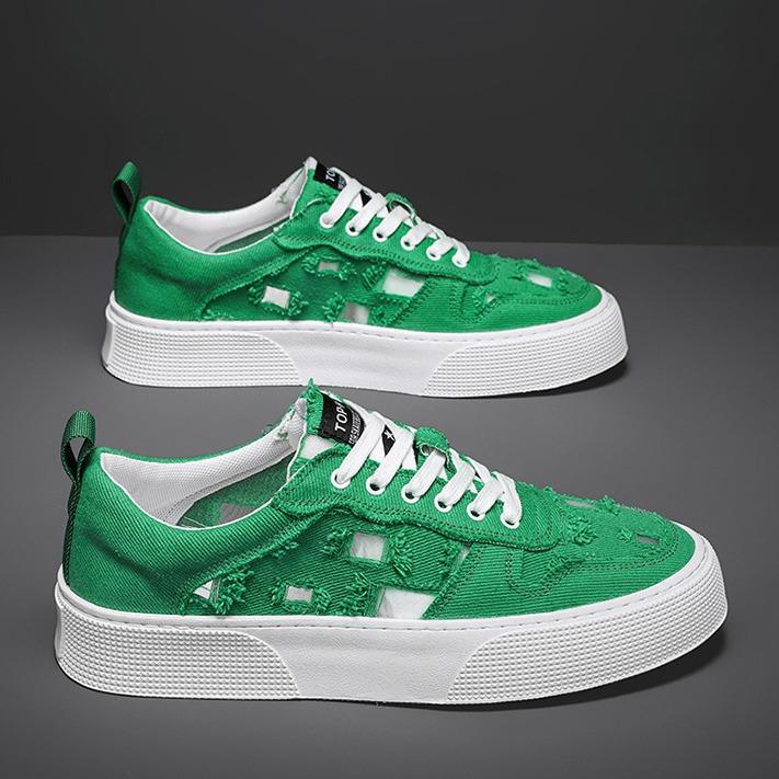 New Men's Shoes Summer Breathable Trend Lace-up Cloth Shoes Men's Sports and Leisure Shoes Little White Shoes Versatile Board Shoes