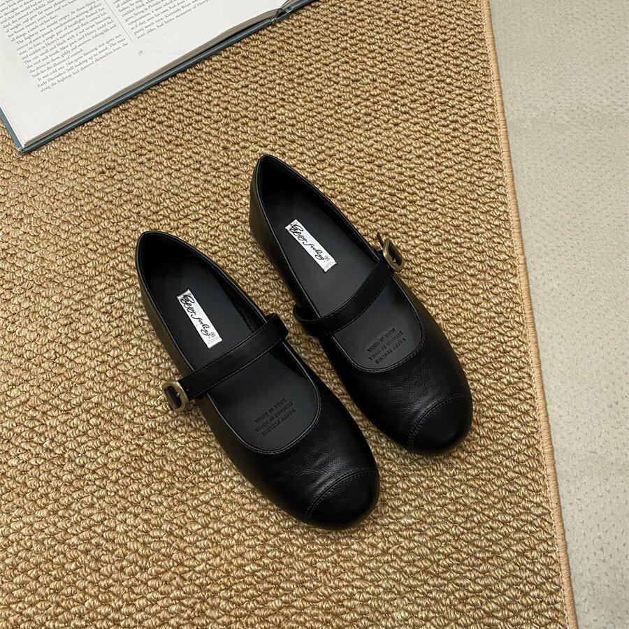 Fashion French retro flat Mary Jane shoes for women 2025 spring Korean style shallow mouth single shoes small leather shoes