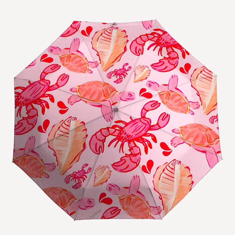 

1pc Sea Creatures Pattern Automatic Open/Close Umbrella with Windproof, Functional Design, 8-Rib Sturdy Canopy
