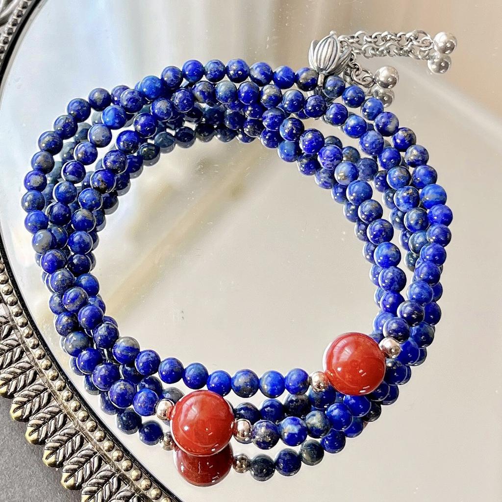 Retro Natural Lapis Lazuli Multi-Circle Design Bracelet Bracelet.