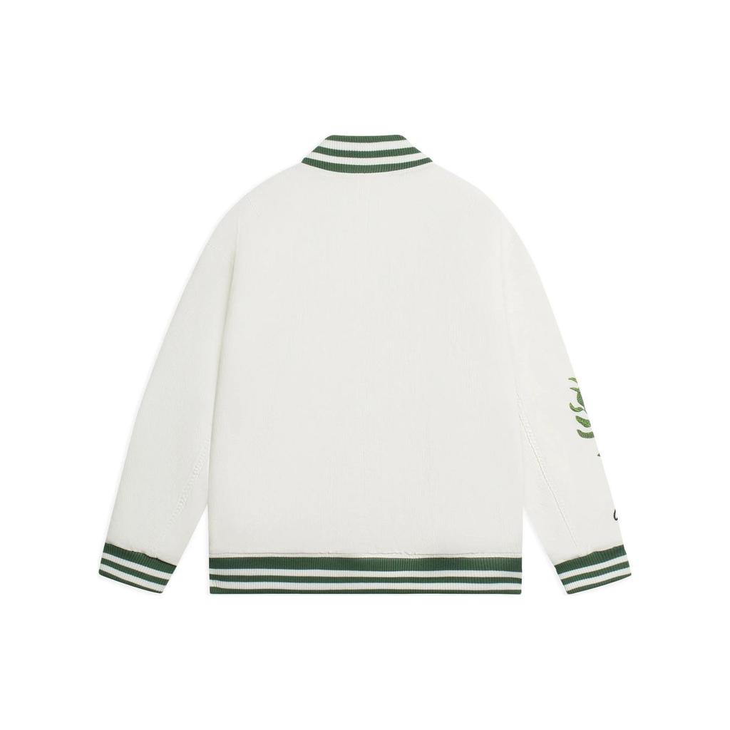 Li Ning Logo Print Single-Breasted Long Sleeve Baseball Jacket Men Jackets White AJMR121-4