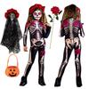 Dívky Růžový Kostlivec Děti Strašidelný Kostým Halloween Cosplay Duch Nevěsta Kombinéza Karnevalová Párty Dětské Kombinézy Dětské Oblečení