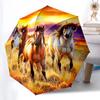 Horse Theme Folding Umbrella - Fashionable Auto-Open Design 8 Iron Ribs Plastic Handle Foldable Sunshade Perfect Christmas Gifts