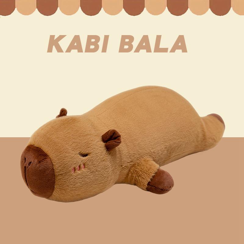 60cm-100cm Cartoon Giant Strip Capybara Plush Doll Pillow Lying Brown Orange Wings Creative Capybara Plush Toy Home Decor