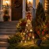 Outdoor Gingerbread Man Lights Solar Garden Light, Waterproof Yard Light with Warm Christmas Stakes Waterfall LED, Pathway Stake Lamp for Lawn
