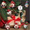 12/24pcs/set New Creative Wooden Christmas Dwarf Gnome Decoration Small Hanging Christmas Tree Decoration Wooden Plaque Set