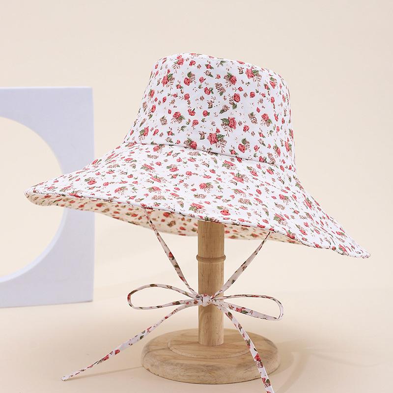 

Women s Spring Summer Bucket Hat Flower Print Foldable Sunscreen Sunshade Outdoor Travel Beach Accessory 56-58cm белый