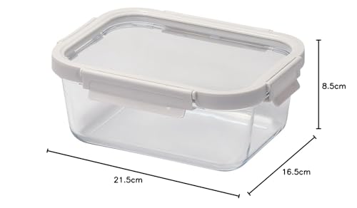 Pearl Metal Storage Container, HC-115, Deep, 1.2L, Locking, Heat-Resistant Glass, Microwave Safe (with Lid) and Oven Safe (with Lid)
