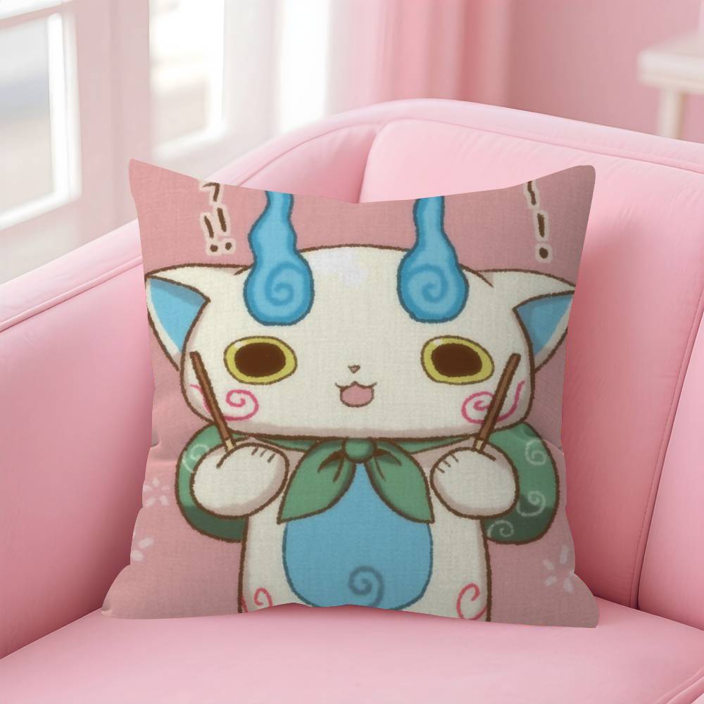 Anime Yokai Cute Watch   Pillow Cushion Cover Pillowcase Living Room Sofa Home Decor Customized