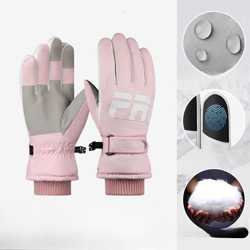 Mountaineering and Skiing Gloves Winter Anti Cold and Anti Slip Gloves with Thick Velvet Warm Riding Gloves Electric Bike Touch Screen Cotton Gloves