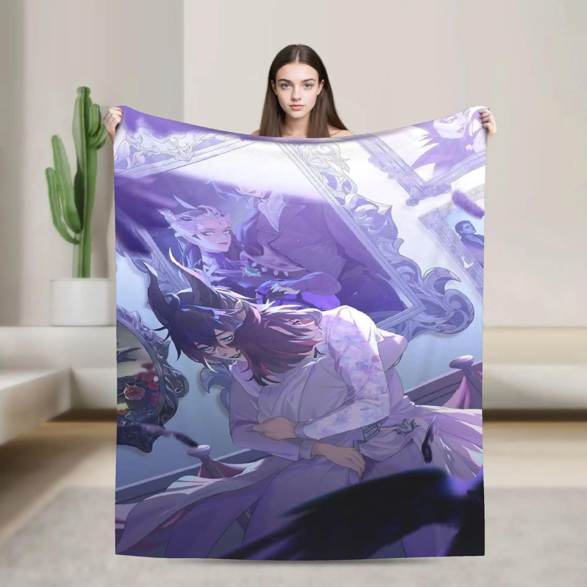 Twisted Wonderland Malleus Draconia Flannel Throw Blanket Soft Warm Cartoon Game Design for Home Autumn Spring Use 100cm x 150cm