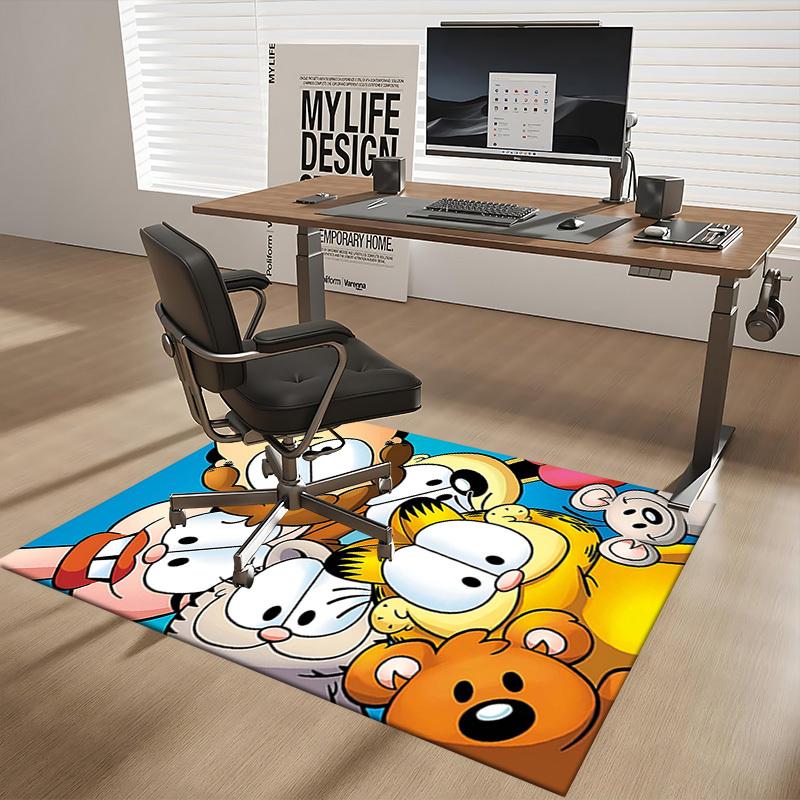 1pc Garfield & Friends Anime Cartoon Design Office Chair Mat - Non-Slip Carpet for Home Decor, Seasonal Gift, Suitable for Office, Living Room, Bedroo