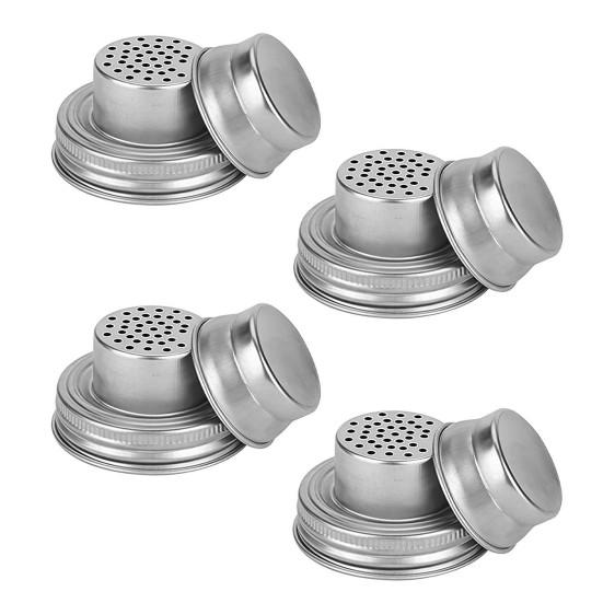Mason Jar Shaker Lids Stainless Steel Seasoning Shaker Tops for Sugar