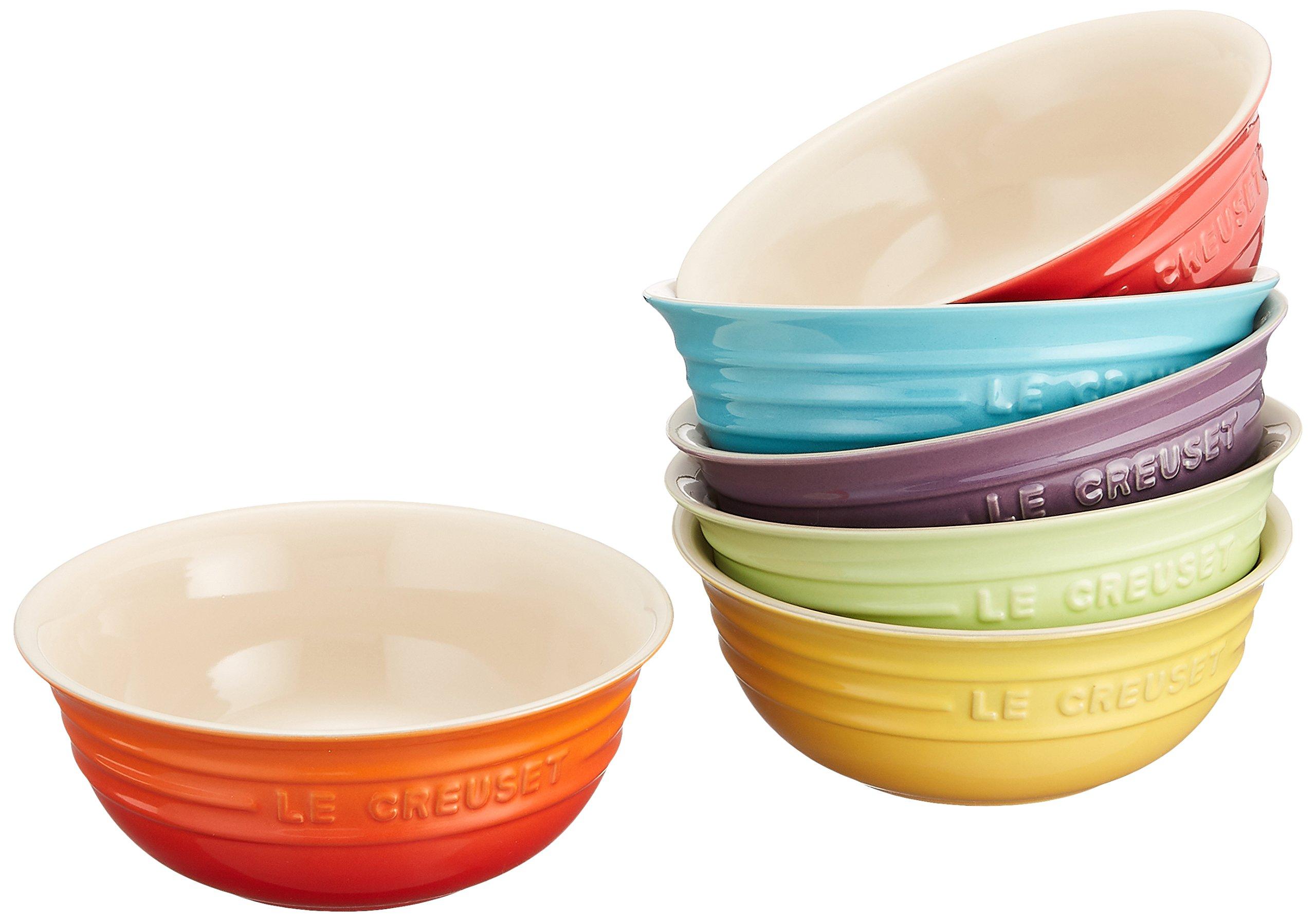 Le Creuset Bowl Cereal Bowl 500 ml Rainbow Collection Heat Resistant Cold Resistant Microwave Oven Compatible 6 Piece Set