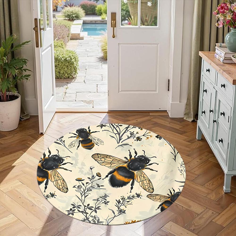 Bee Round Carpet Suitable for Dormitory Study room Balcony Game Room Anti-slip Round Rug Office home decor Wedding Party Gift