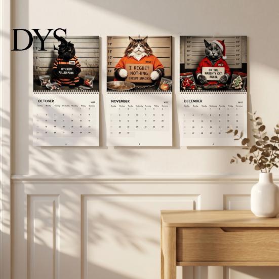 Office And Home Decor 2027 Funny Cat Wall Calendar for Office, Large Print Monthly Planner with Mounted Hanging 12 Unique Cute Photos, Thick