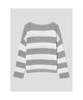 8SECONDS Loose Fit Striped Boat Neck Pullover Light Gray