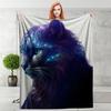Cosmic Cat Flannel Blanket - Vibrant Purple & Blue Cosmic Design, Soft & Cozy All-Season Throw for Bed, Sofa, or Home Decor